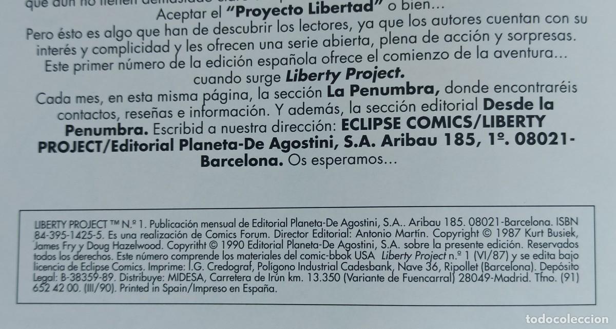C&oacute;mics: LIBERTY PROJECT TRES EJEMPLARES N&ordm; 1 2 Y 5 ECLIPSE - 1990 FORUM EXCELENTE ESTADO. - Foto 10