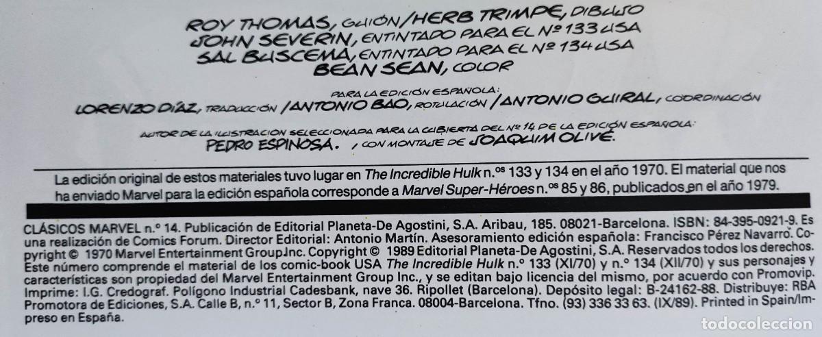 C&oacute;mics: CLASICOS MARVEL N&ordm;14 - EDITORIAL FORUM. - Foto 7
