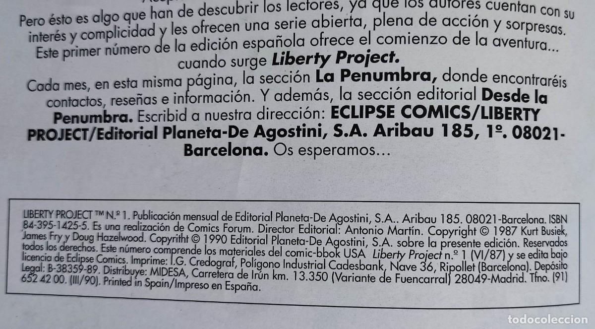 C&oacute;mics: LIBERTY PROJECT N&ordm;1 ECLIPSE COMICS - EDITORIAL FORUM 1990. - Foto 6