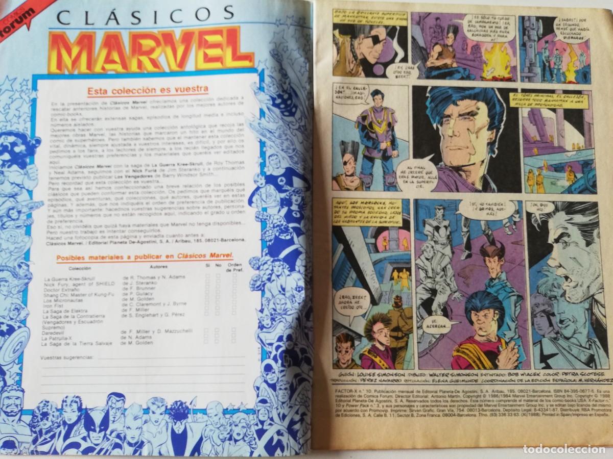 C&oacute;mics: Revista C&oacute;mic FACTOR X n&ordm; 10 (1988) Marvel Comics Forum Juvenil - Foto 2