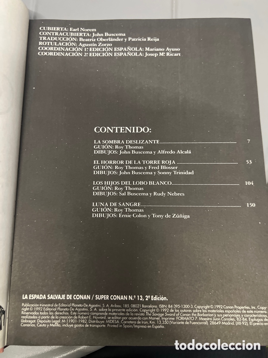 C&oacute;mics: T2/A1/31. COMIC LA ESPADA SALVAJE DE CONAN EL B&Aacute;RBARO NUM 13 - Foto 5