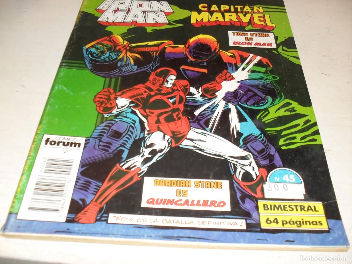 C&oacute;mics: IRON MAN 45,CON EL CAPITAN MARVEL DE COMPLEMENTO,(DE 58).FORUM,1985.LA 1&ordf;COLECCION DE FORUM - Foto 1