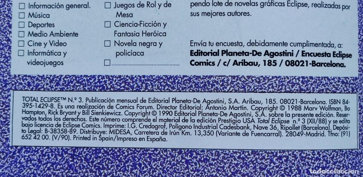 C&oacute;mics: TOTAL ECLIPSE DOS EJEMPLARES N&ordm; 3 Y 4 - 1990 EDITORIAL FORUM. - Foto 7