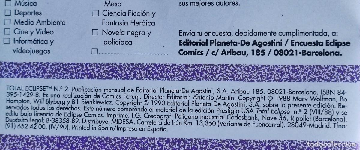 C&oacute;mics: TOTAL ECLIPSE DOS EJEMPLARES N&ordm; 2 Y 5 - 1990 EDITORIAL FORUM. - Foto 8
