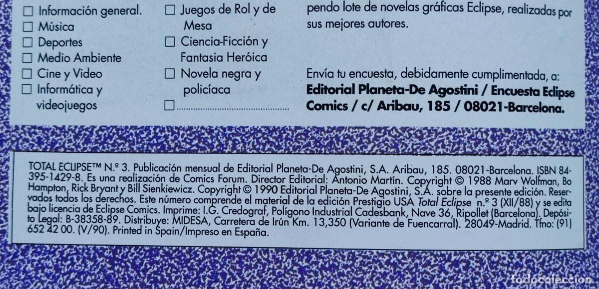 C&oacute;mics: TOTAL ECLIPSE DOS EJEMPLARES N&ordm; 2 Y 3 - 1990 EDITORIAL FORUM. - Foto 7