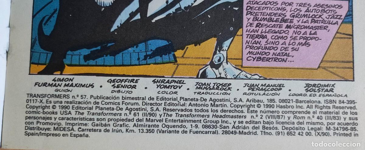 C&oacute;mics: TRANSFORMES N&ordm; 57 - 1990 EDITORIAL FORUM. - Foto 4