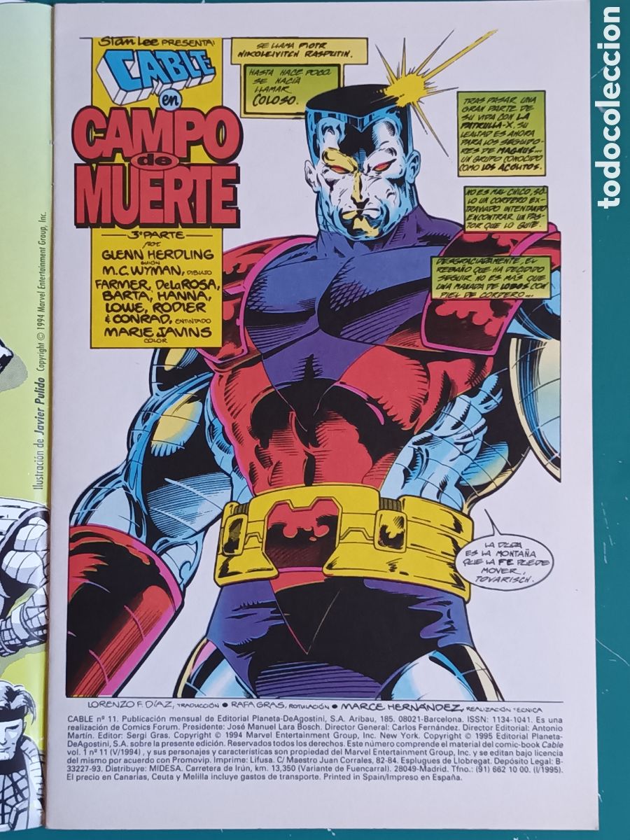 C&oacute;mics: Cable vol 1 N&deg; 11 FORUM - MARVEL 1995 Coloso - Foto 2