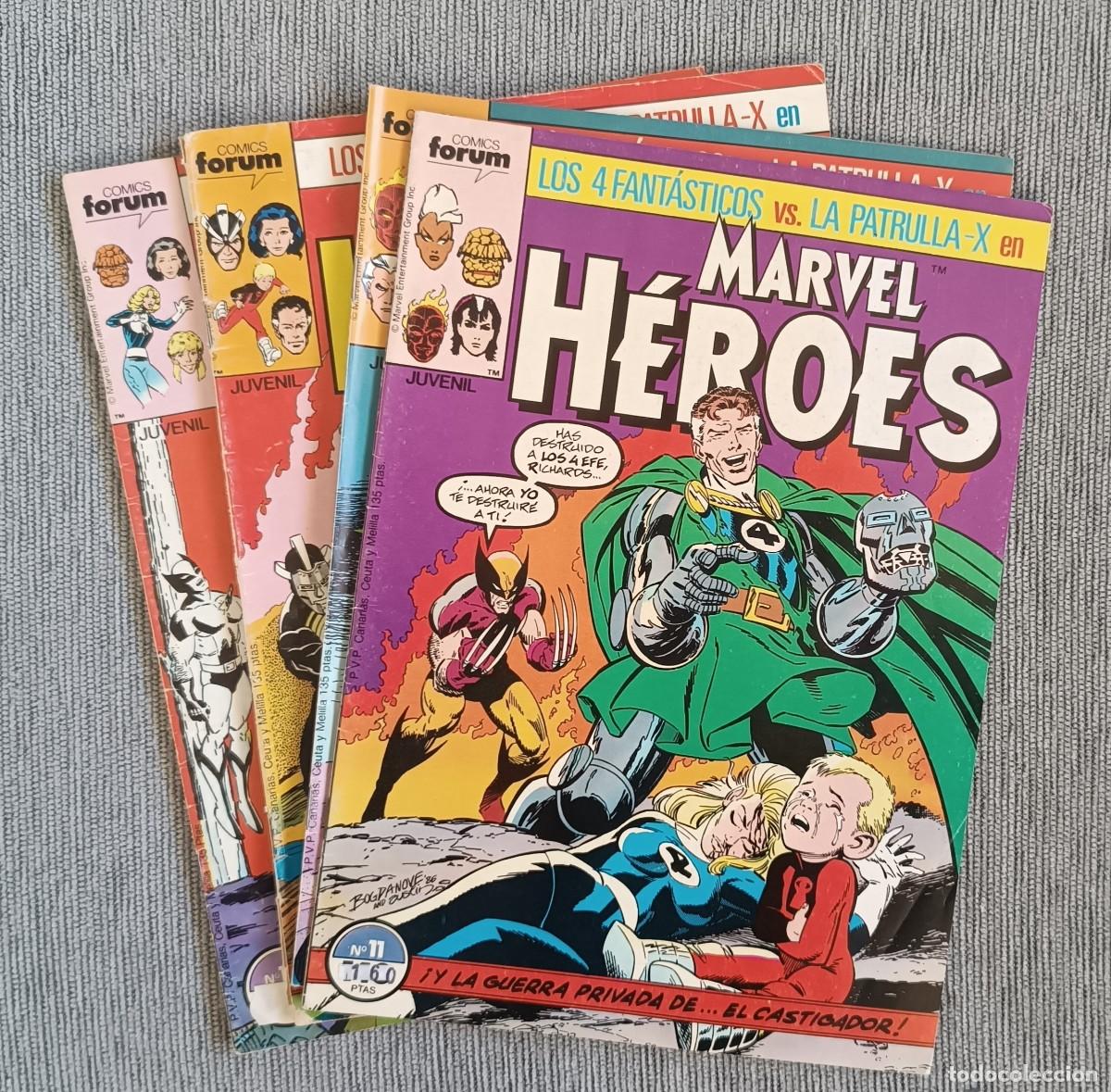 C&oacute;mics: Marvel h&eacute;roes (1989-1993) n&uacute;ms. 11-12-13-14 / 4 Fant&aacute;sticos contra Patrulla x - Historia completa