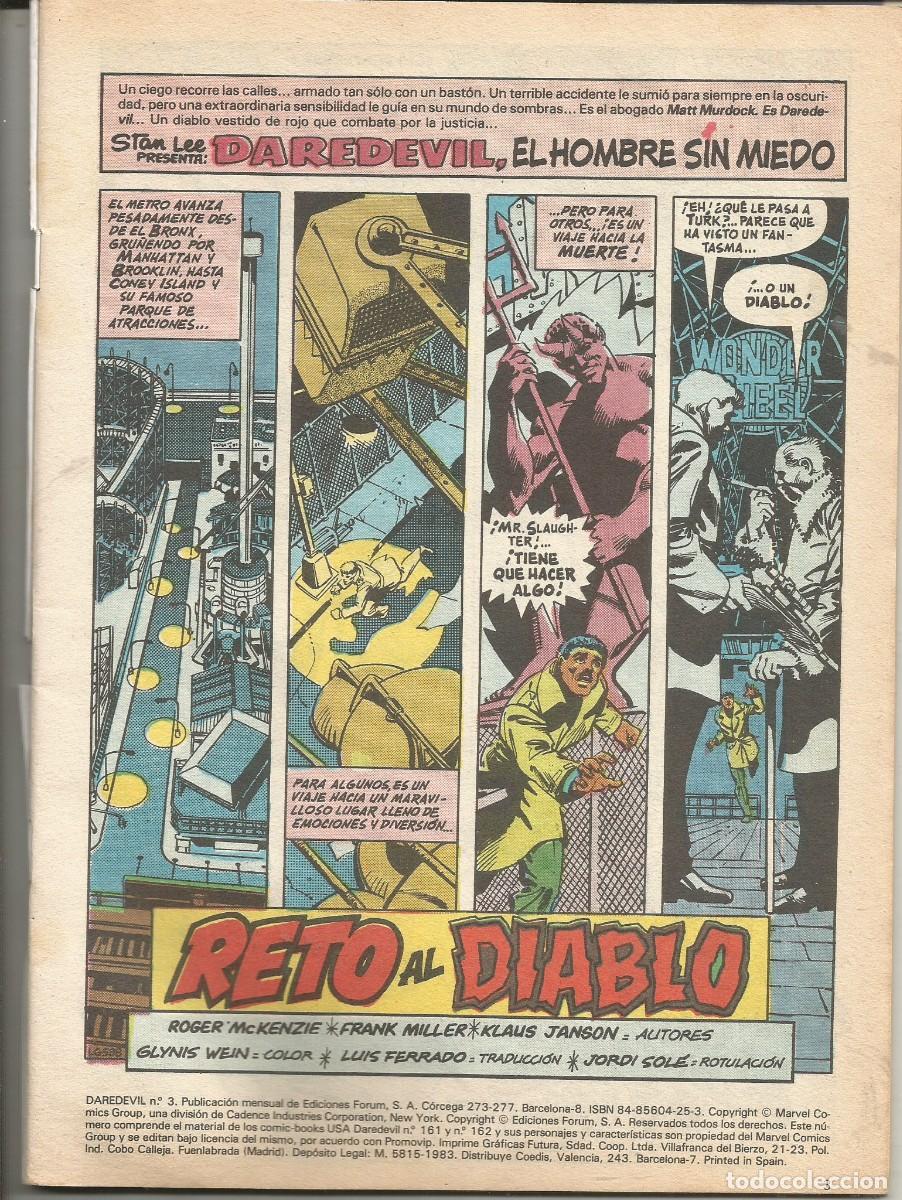 C&oacute;mics: Daredevil - Dan Defensor. C&oacute;mics Forum. n&ordm; 3. A&ntilde;o 1984. LEER!!!!! - Foto 3