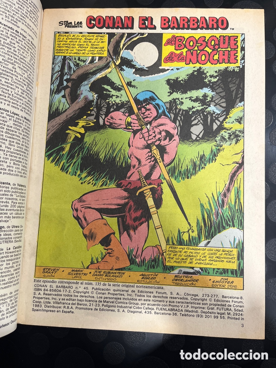 C&oacute;mics: CONAN EL B&Aacute;RBARO N.45 EL BOSQUE DE LA NOCHE ( 1983/1994 ) - Foto 3