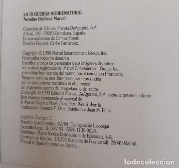 C&oacute;mics: COMIC, EXCALIBUR III GUERRA SOBRENATURAL, FORUM 1993 - Foto 3
