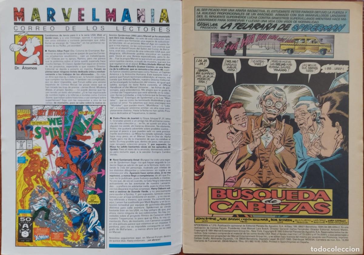 C&oacute;mics: Spiderman Vol. 1 N&ordm; 270 B&uacute;squeda de cabezas C&oacute;mics Forum 1992 - Foto 2
