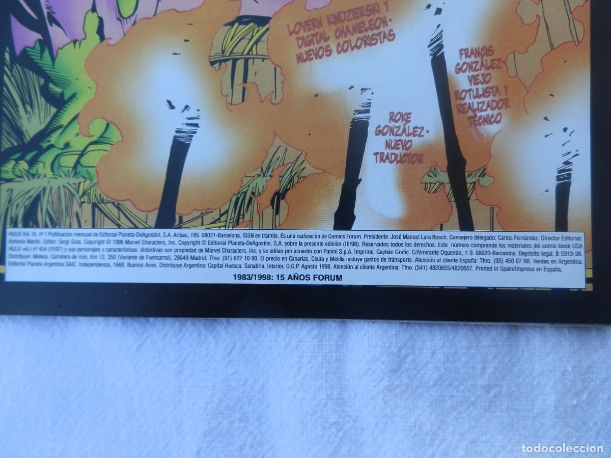 C&oacute;mics: EL INCREIBLE HULK MARVEL COMICS, 15 A&Ntilde;OS FORUM 1998. N&ordm; 1 - Foto 2