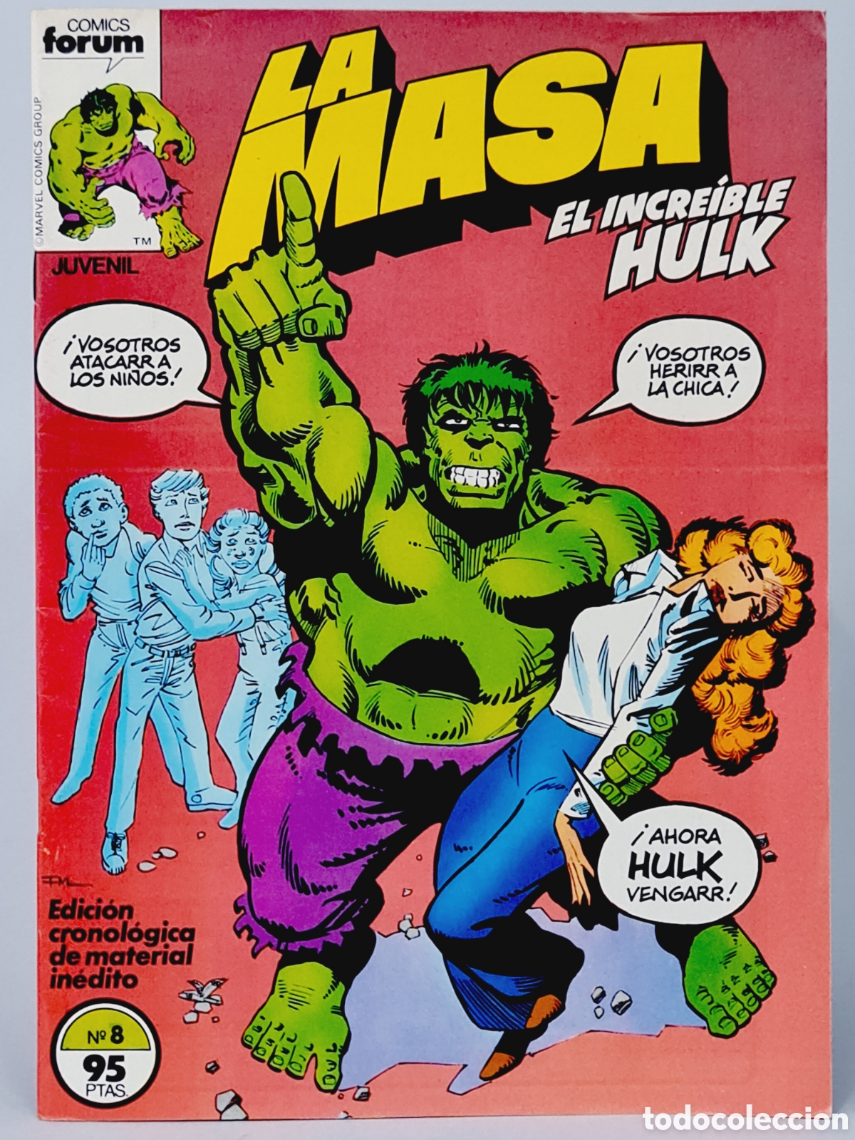 C&oacute;mics: DE KIOSCO COMIC LA MASA 8 COMICS FORUM EL INCRE&Iacute;BLE HULK MARVEL - Foto 1