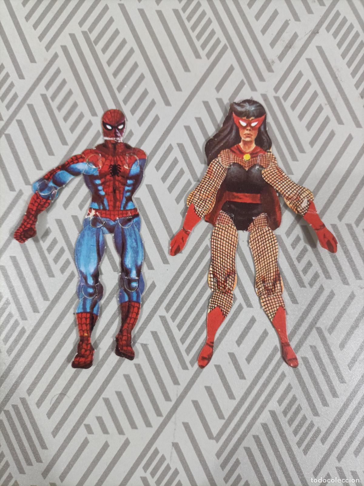 C&oacute;mics: Antiguos cromos recortables de Spiderman y La viuda negra - Foto 1