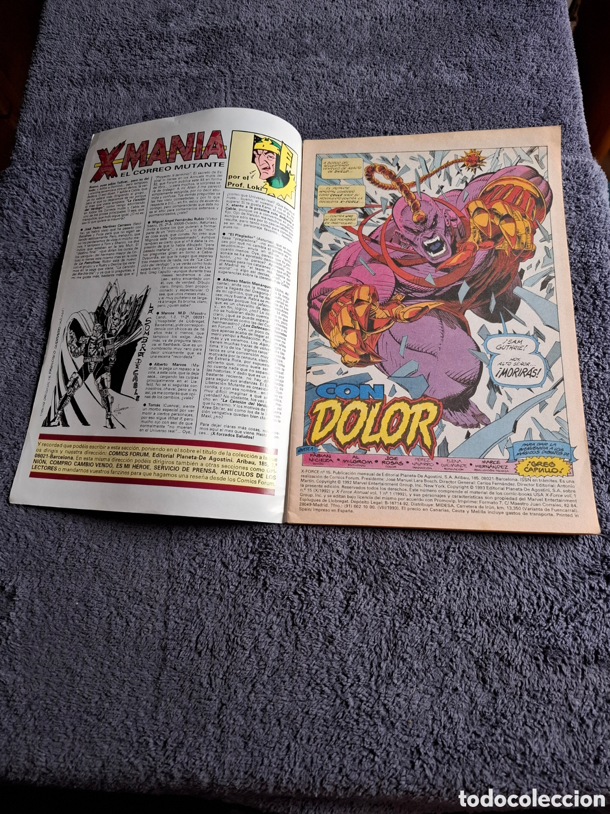 C&oacute;mics: L22. X-Force - Con Dolor #15, Comics Forum 1992, Planeta-Agostini. - Foto 2