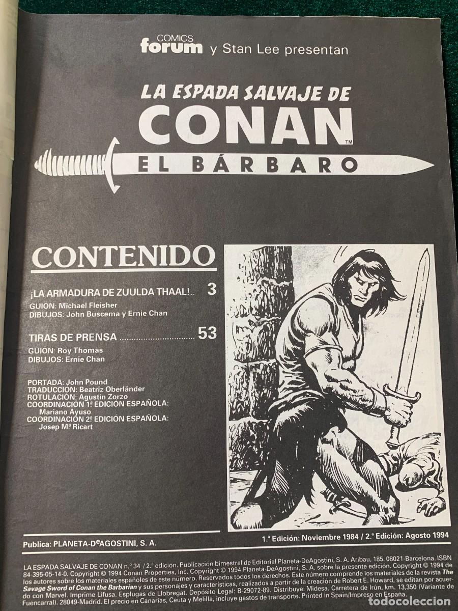 C&oacute;mics: COMICS; &laquo; LA ESPADA SALVAJE DE CONAN N&ordm; 34 &raquo; SERIE ORO - Foto 3