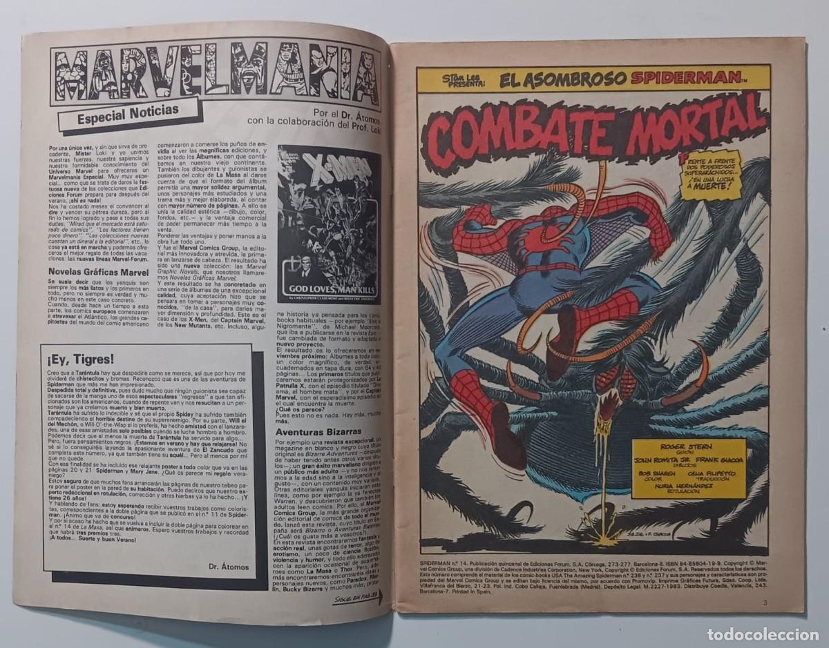 C&oacute;mics: COMIC SPIDERMAN NUMERO 14 VOL 1 FORUM A&Ntilde;O 1983 - Foto 2