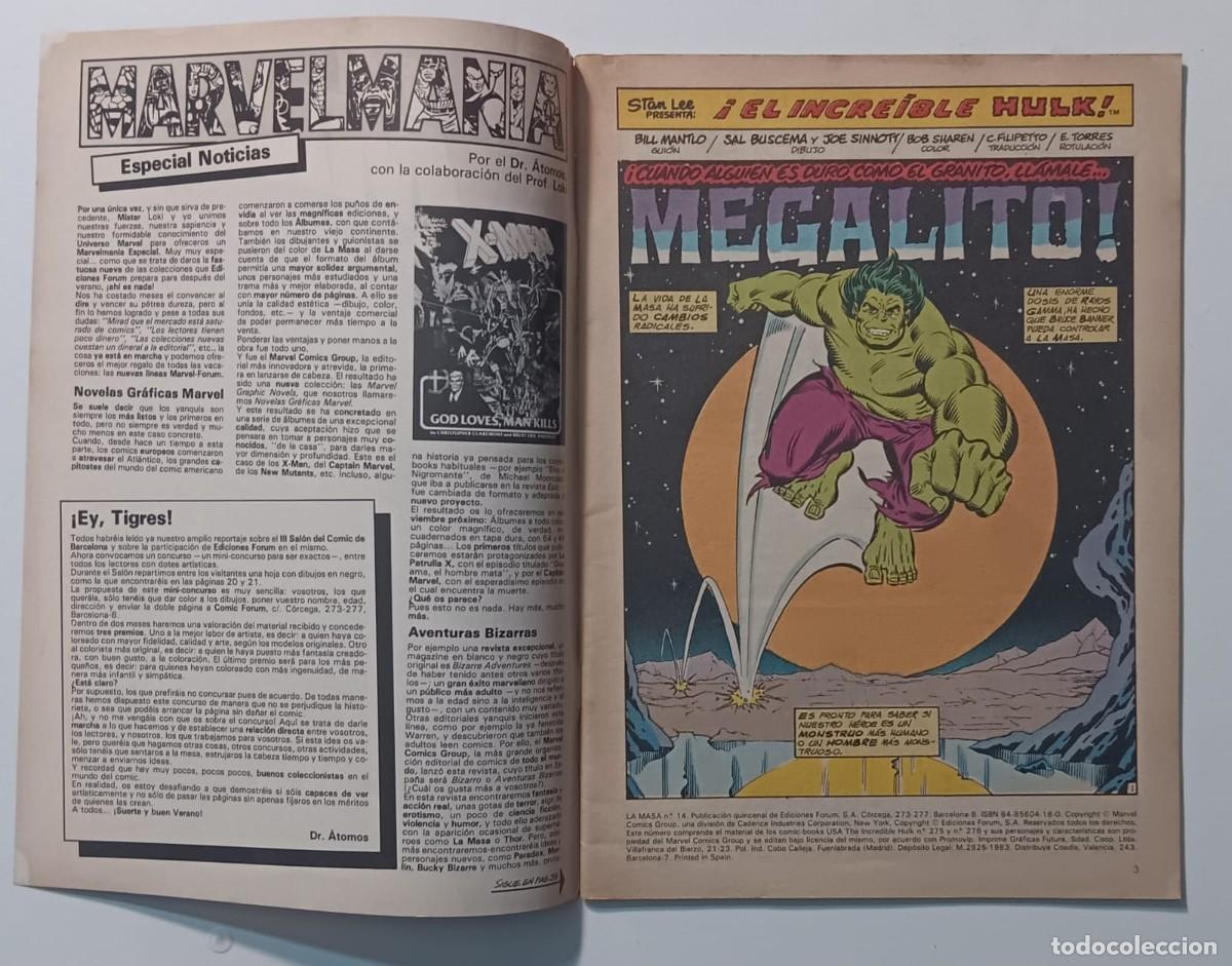 C&oacute;mics: COMIC LA MASA EL INCREIBLE HULK NUMERO 4 VOL 1 FORUM A&Ntilde;O 1983 - Foto 2