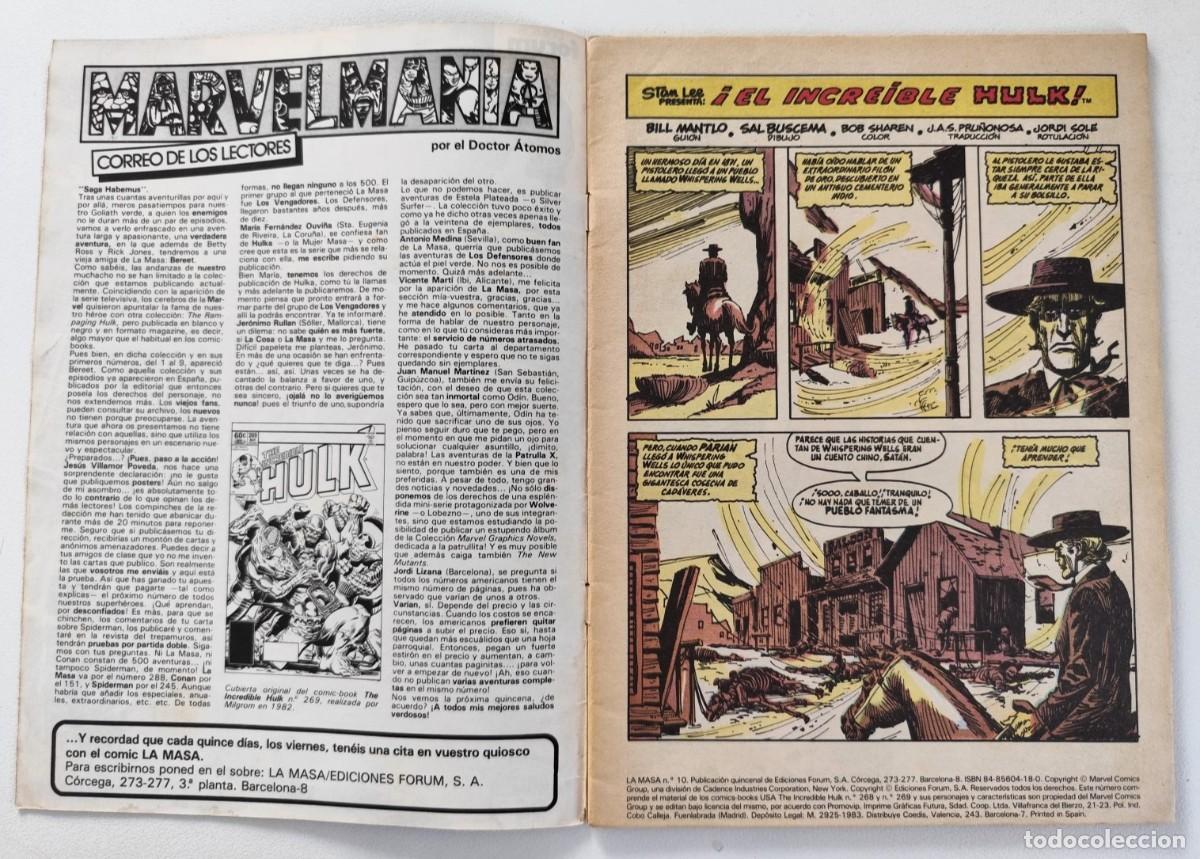 C&oacute;mics: LA MASA, EL INCRE&Iacute;BLE HULK VOL.1 N&ordm; 10 ~ MARVEL/FORUM (1983) - Foto 2