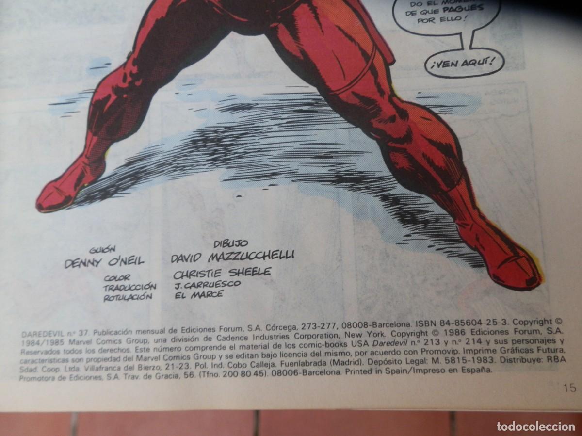 C&oacute;mics: C&Oacute;MIC DAREDEVIL. N&ordm; 37. EDICIONES FORUM. 1984/85 MARVEL COMICS. - Foto 3
