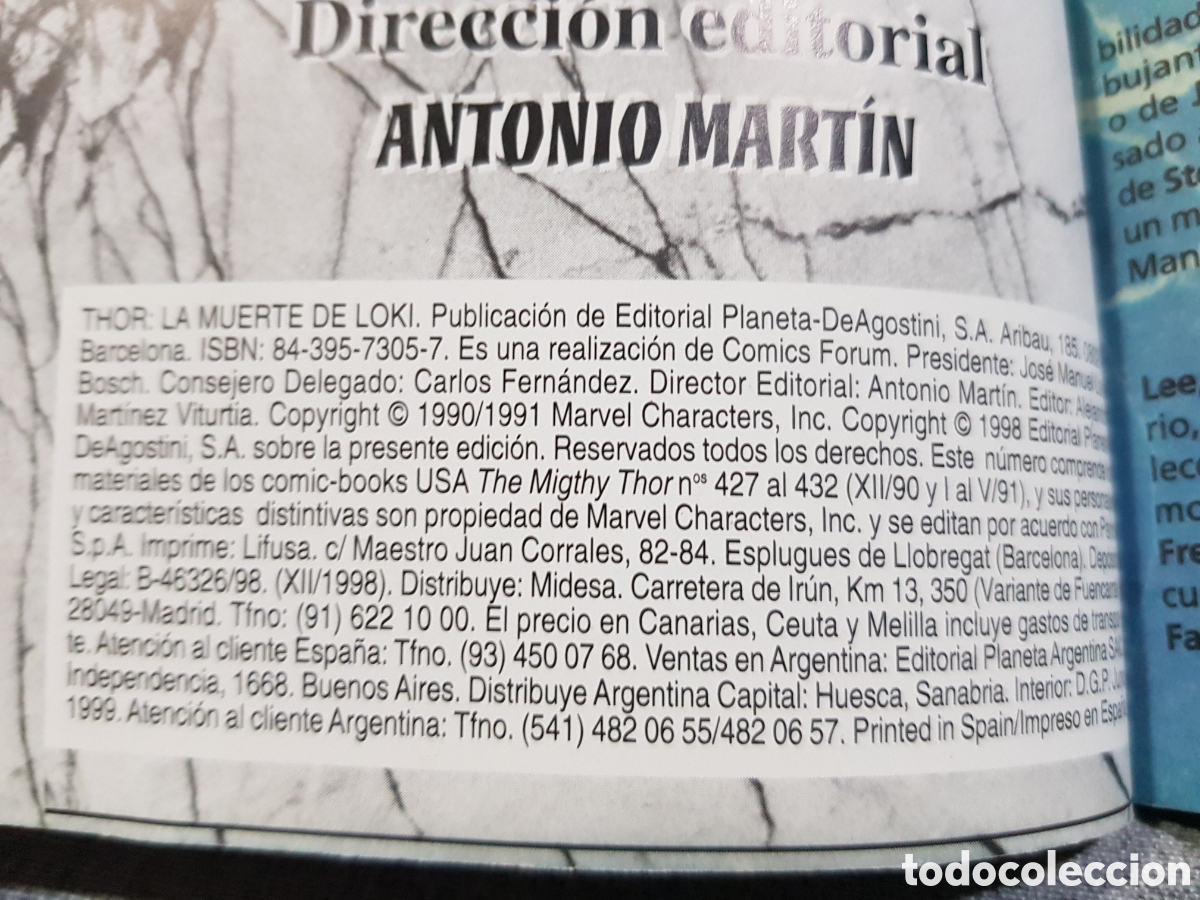C&oacute;mics: THOR, LA MUERTE DE LOKI. FORUM PLANETA 1998 - Foto 3