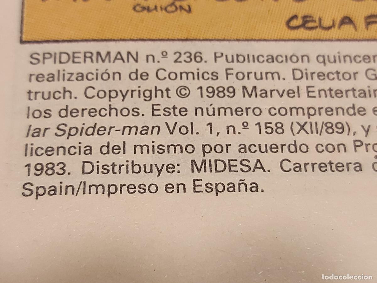 C&oacute;mics: SPIDERMAN / 236 / TORMENTA DE GRAVEDAD / COMICS FORUM-1991 / MARVEL COMICS / BUEN ESTADO - Foto 3
