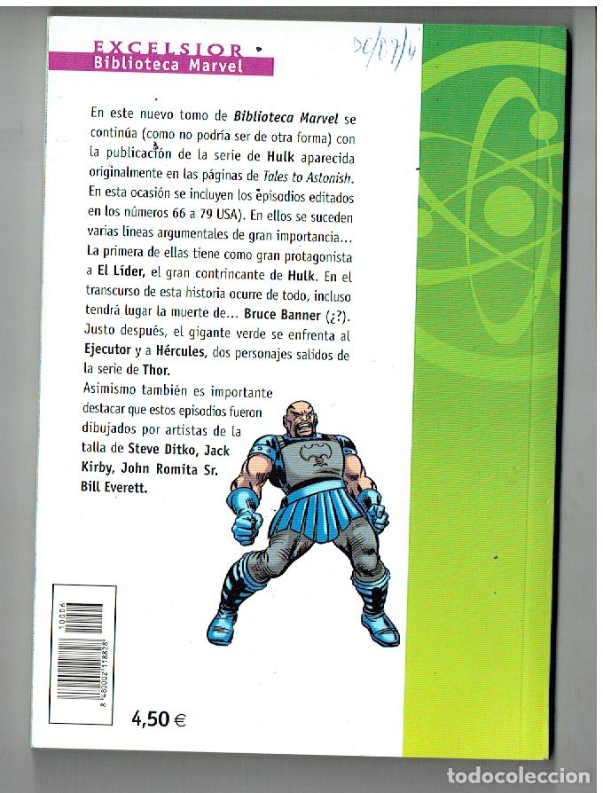 C&oacute;mics: MARVEL COMICS. EXCELSIOR. BIBLIOTECA MARVEL. N&ordm; 6. HULK. FORUM. (B/41.2) - Foto 2