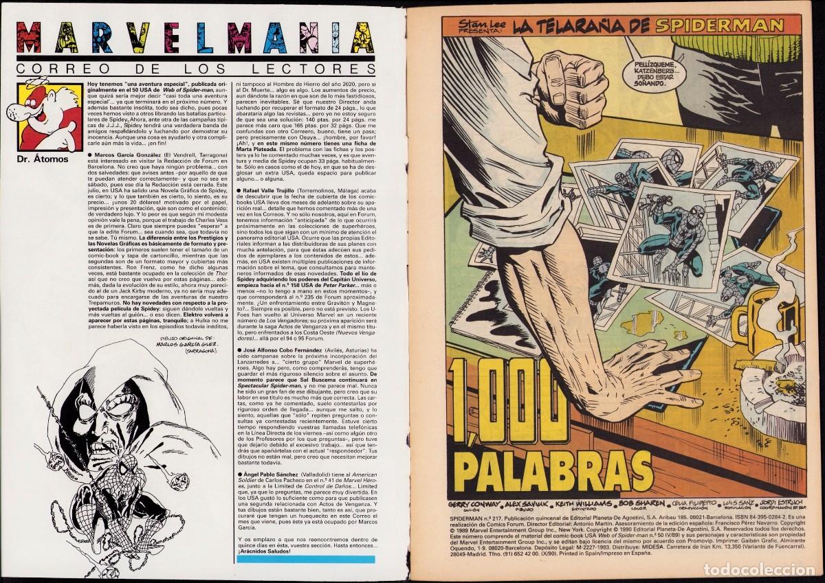 C&oacute;mics: Spiderman Vol. 1 N&ordm; 217 - C&oacute;mics F&oacute;rum 1990 - Foto 3