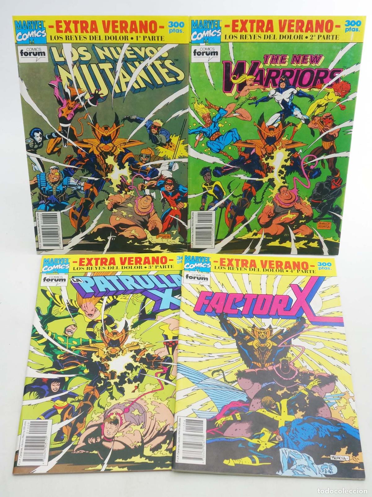 C&oacute;mics: EXTRA VERANO 1992: LOS REYES DEL DOLOR 1 A 4. COMPLETA: NUEVOS MUTANTES, NEW WARRIORS, PATRULLA X, F