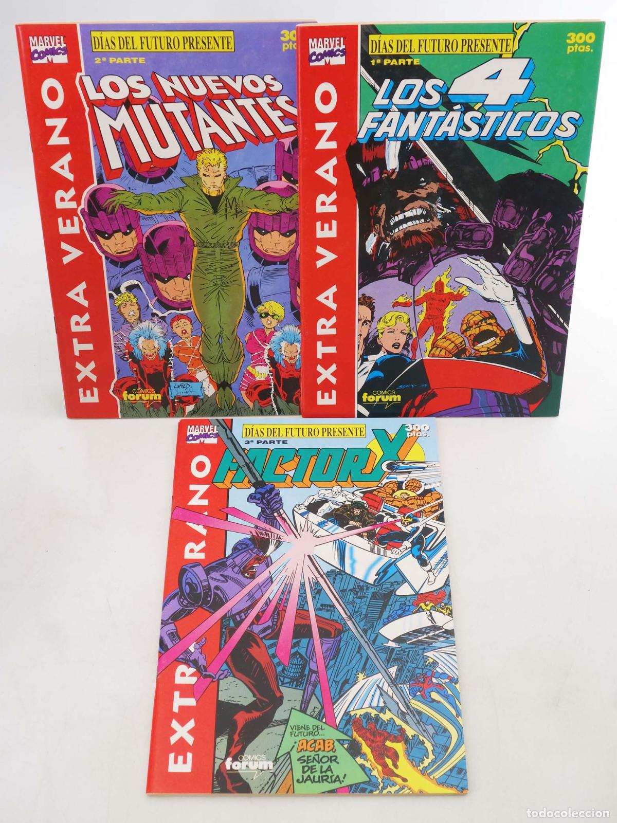 C&oacute;mics: EXTRA VERANO 1991: D&Iacute;AS DEL FUTURO PRESENTE 1 A 3. COMPLETA: 4F, NUEVOS MUTANTES, FACTOR X (Vvaa). C