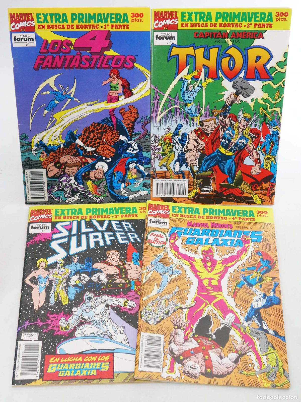 C&oacute;mics: EXTRA PRIMAVERA 1992: EN BUSCA DE KORVAC 1 A 4. COMPLETA: 4F, THOR, SILVER SURFER, GUARDIANES DE LA