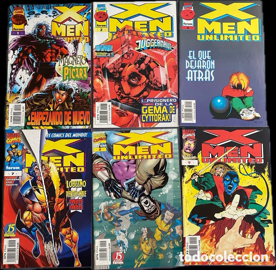 C&oacute;mics: X-Men Unlimited 1997&ndash;1999 Lote 9 N&uacute;meros (1,2,4,7-10,12,13) Marvel Forum Planeta