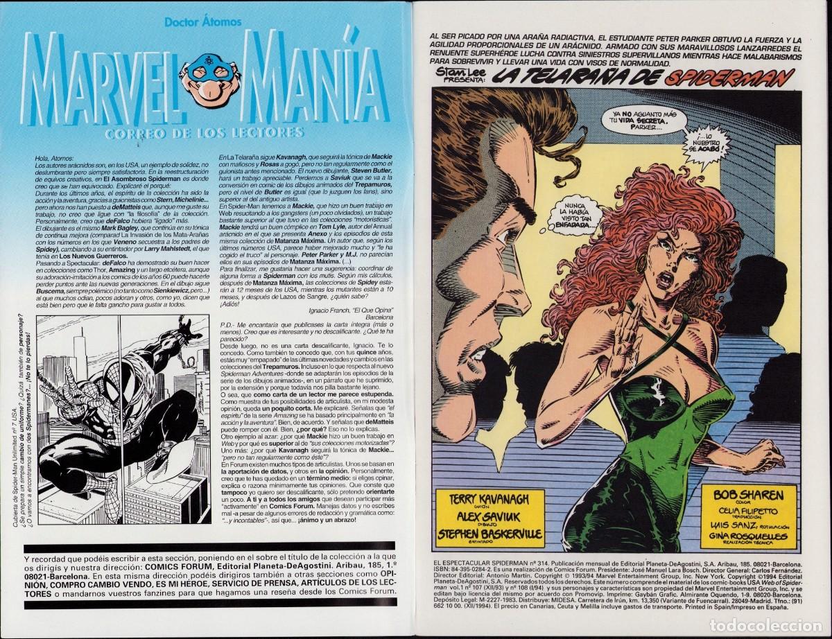 C&oacute;mics: Spiderman Vol. 1 N&ordm; 314 - Comic Forum 1994 - Foto 3