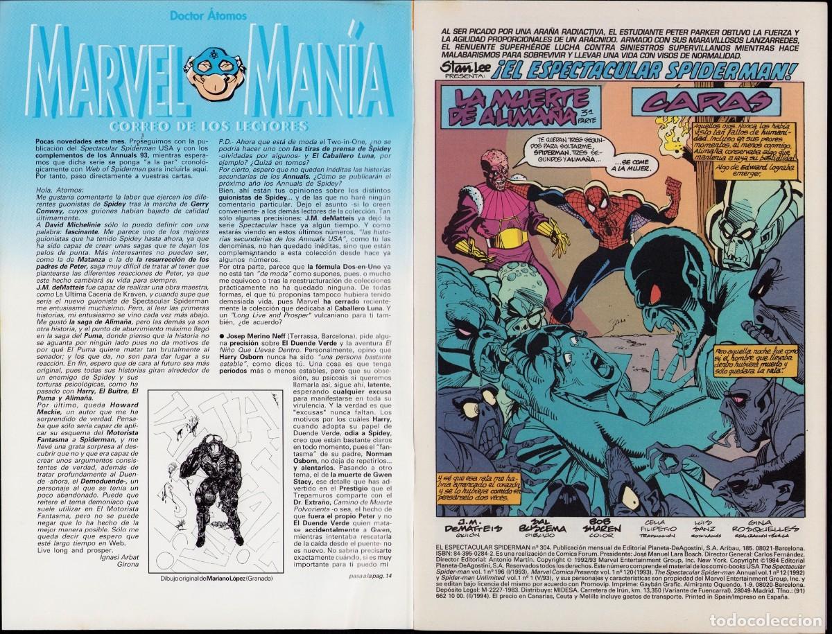 C&oacute;mics: Spiderman Vol. 1 N&ordm; 304 - Comic Forum 1994 - Foto 3