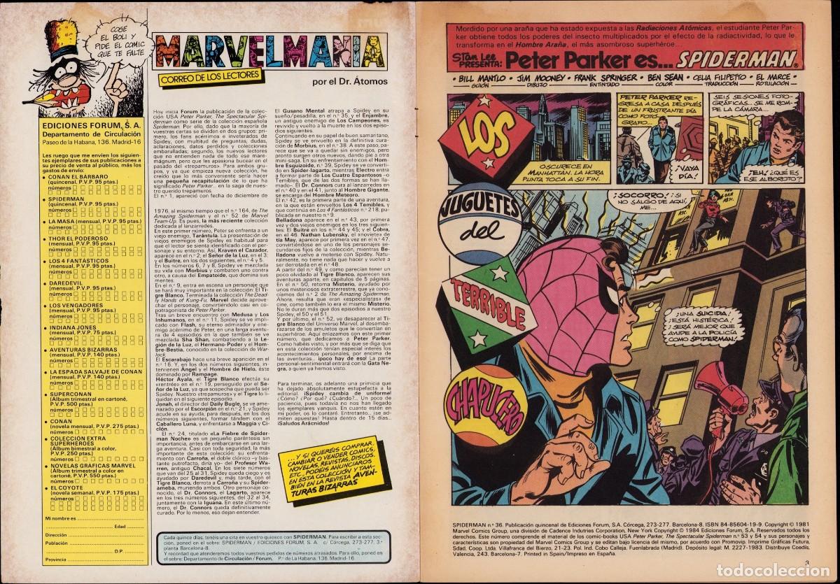 C&oacute;mics: Spiderman Vol. 1 N&ordm; 36 - Comic Forum 1981 - Foto 2