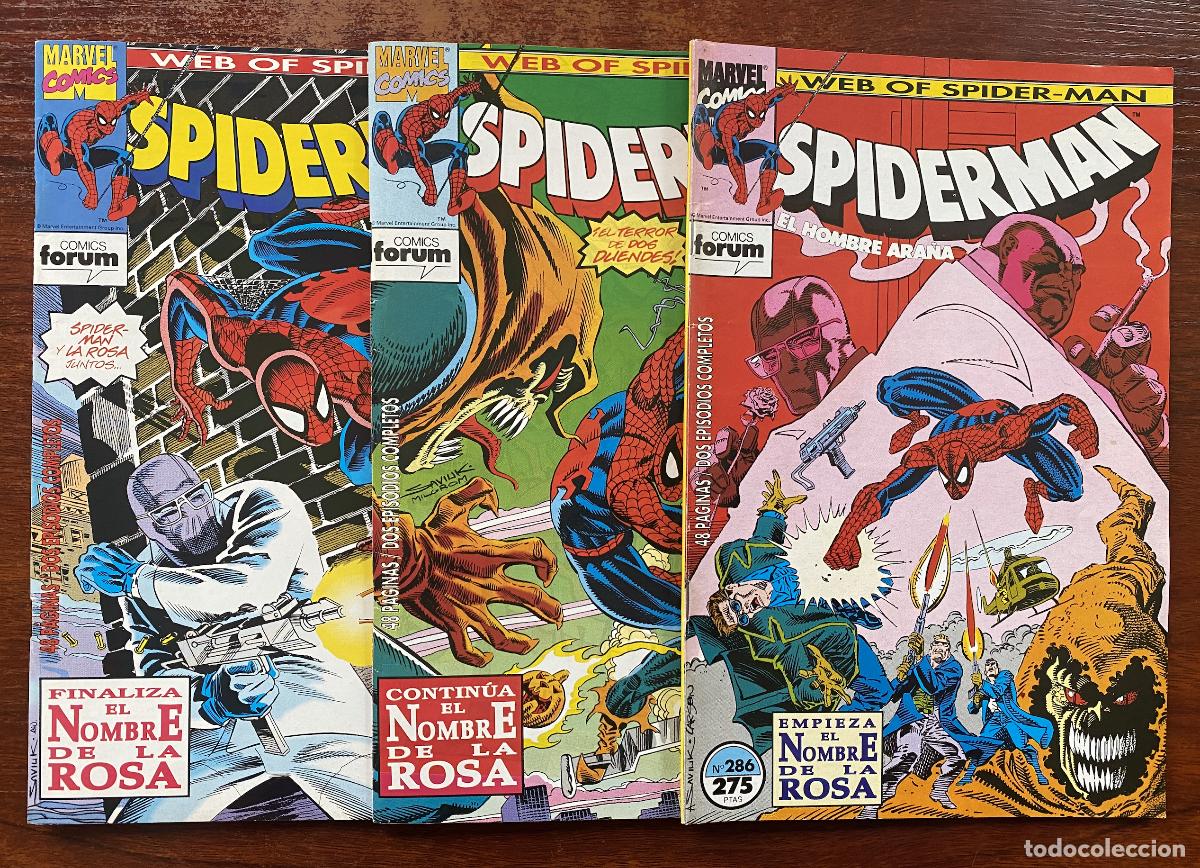 C&oacute;mics: Spiderman Vol. 1 N&ordm; 286, 287 y 288 Saga 'El Nombre de la Rosa' Completa - Comic Forum 1993
