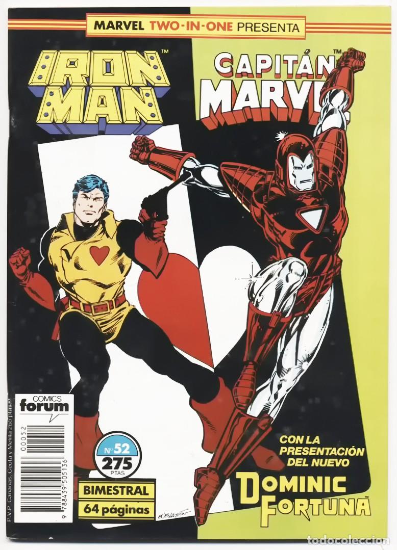 C&oacute;mics: TWO IN ONE IRON MAN CAPITAN MARVEL N&ordm; 52 BIMESTRAL 64 PAGINAS FORUM PLANETA DEAGOSTINI 1990