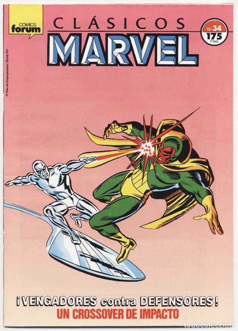 Fumetti: CLASICOS MARVEL N&ordm; 34 VENGADORES CONTRA DEFENSORES COMICS FORUM PLANETA 1991 EXCELENTE
