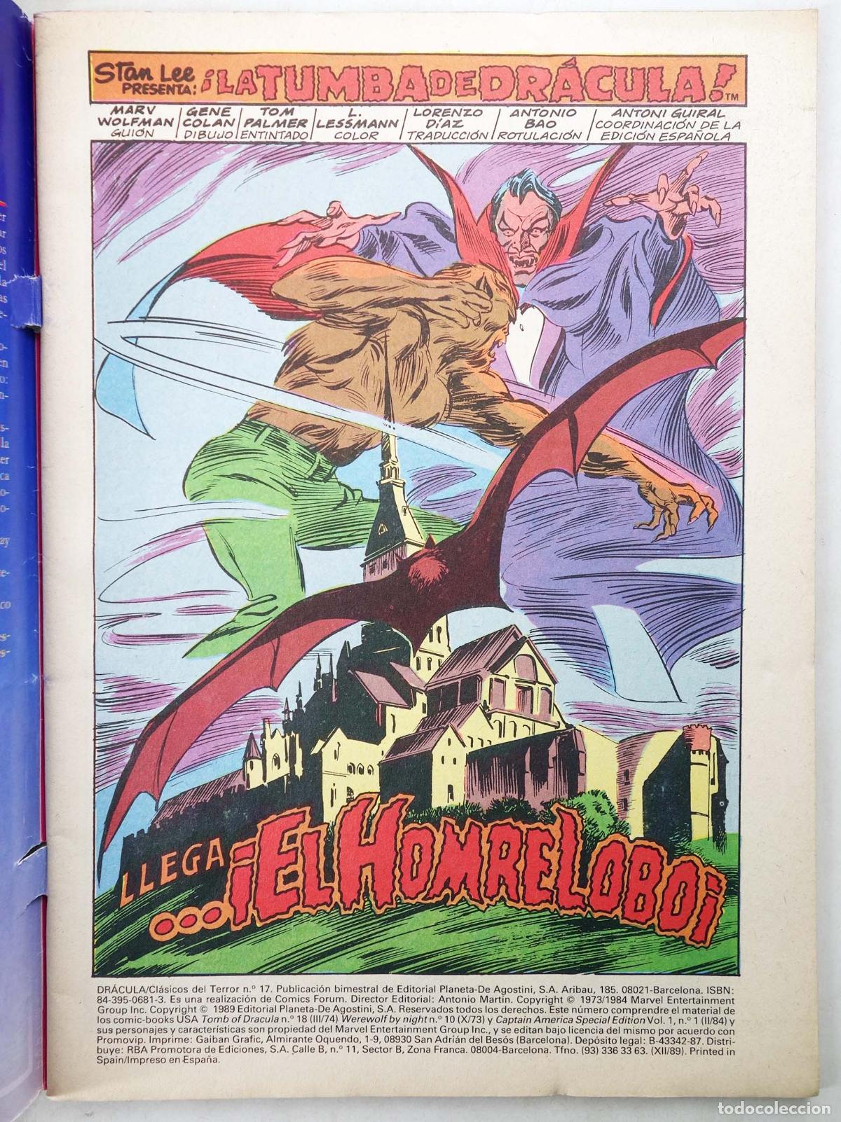 C&oacute;mics: CL&Aacute;SICOS DEL TERROR DR&Aacute;CULA 17. &Uacute;LTIMO NUM (Vvaa) Forum, 1989 - Foto 3