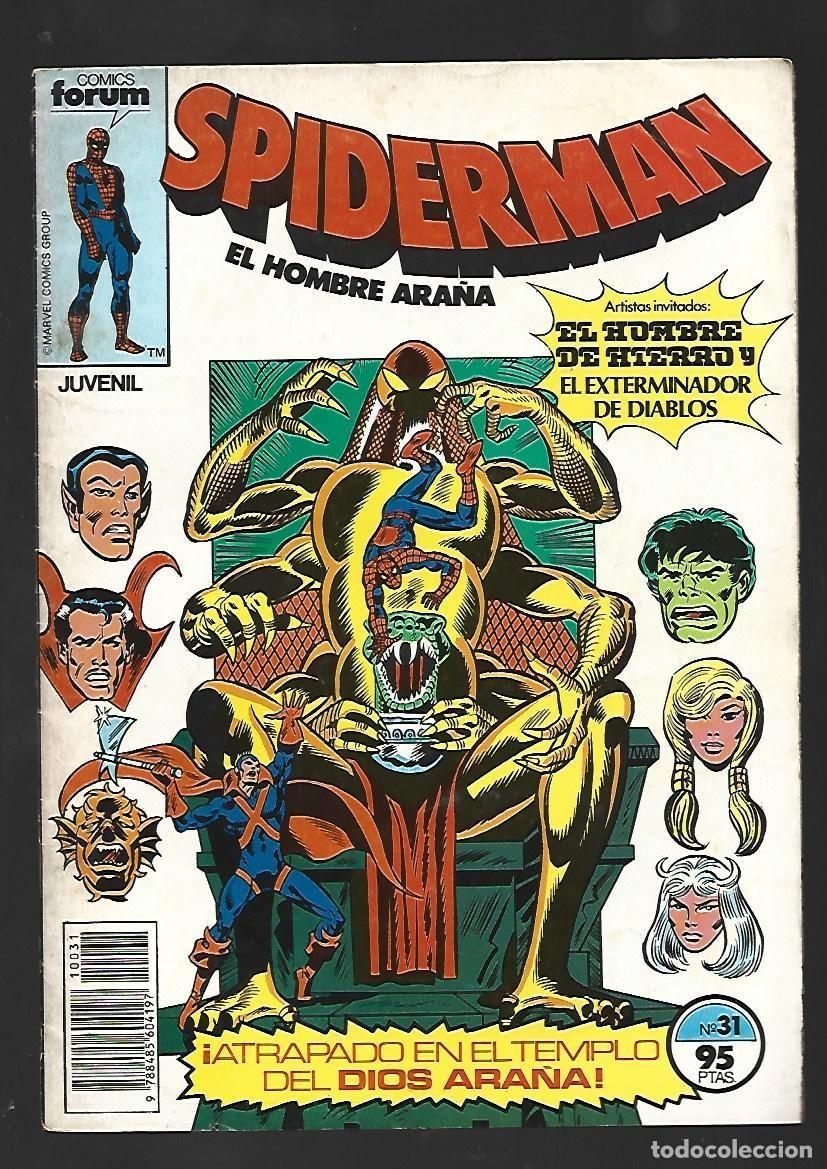 C&oacute;mics: Spiderman, 31, con Hombre de Hierro y Exterminador de diablos, 1983, Forum.