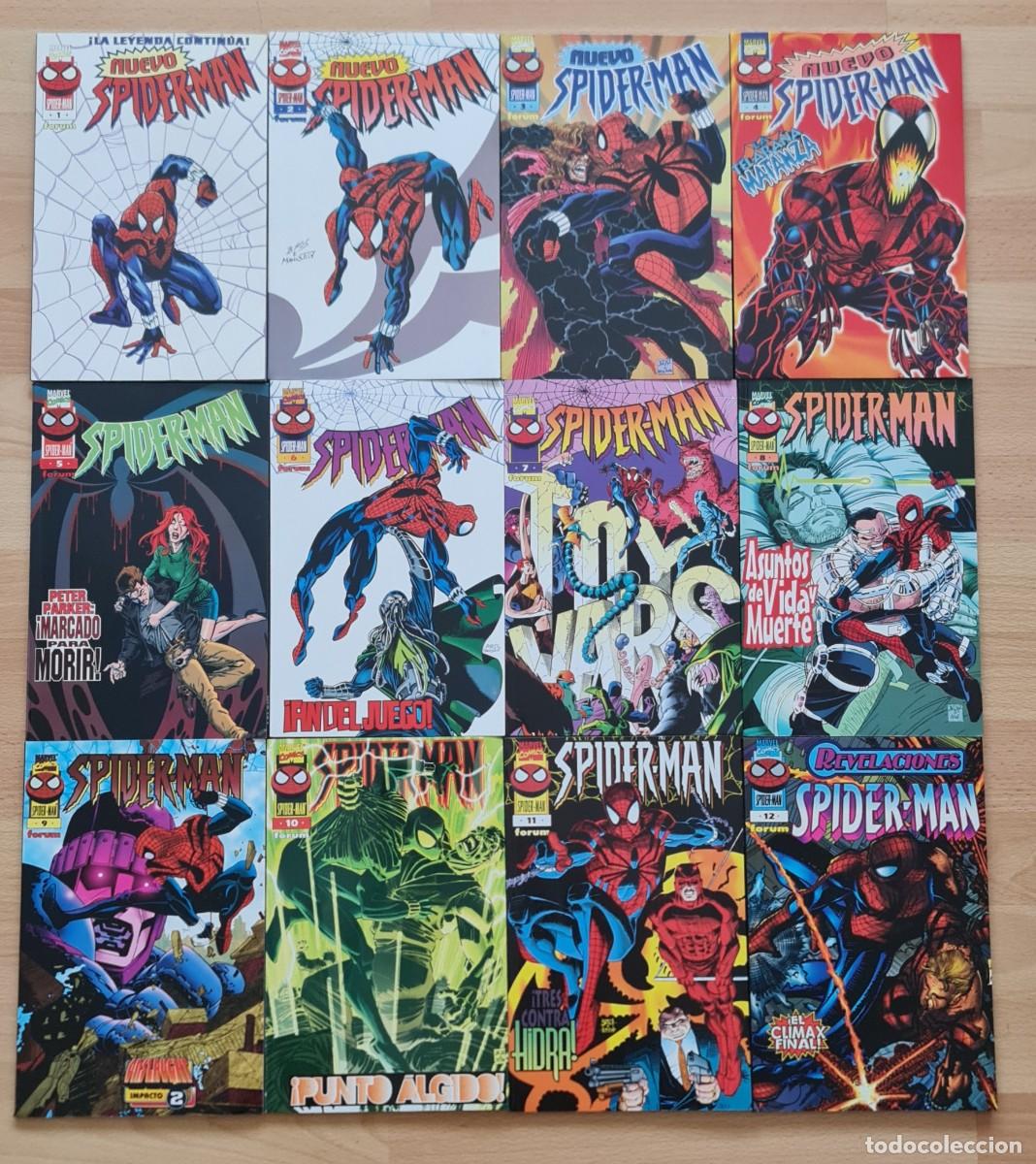 C&oacute;mics: NUEVO SPIDERMAN Coleccion completa de 12 tomos + 3 especiales + Postal lenticular. Comics Forum 1996