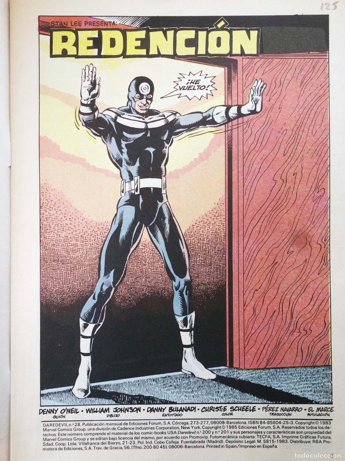 C&oacute;mics: DAREDEVIL VOL. 1 28 (Dennis ONeil/W. Johnson) Forum, 1985 - Foto 3