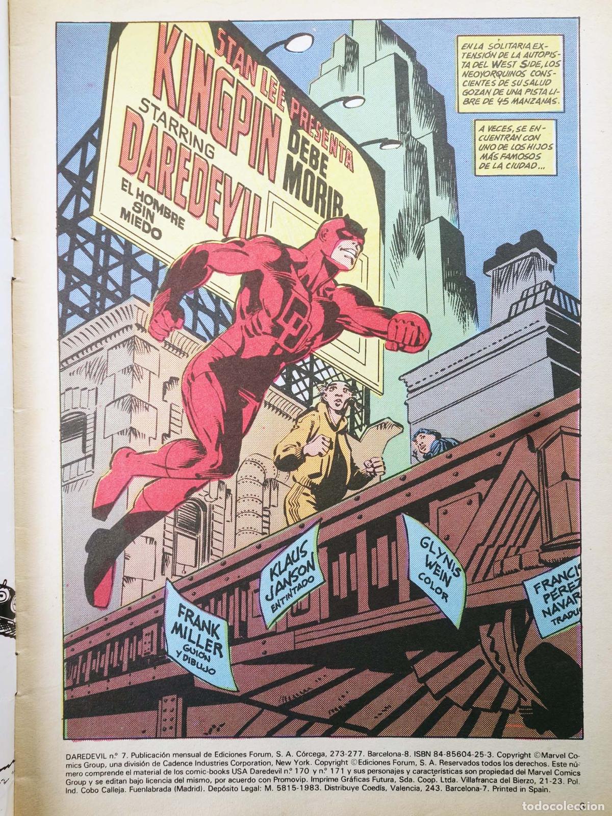 C&oacute;mics: DAREDEVIL VOL. 1 7 (Frank Miller) Forum, 1983 - Foto 3