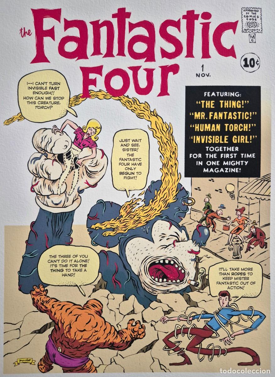 Comics: P&oacute;ster ilustraci&oacute;n Los 4 Fant&aacute;sticos (The Fantastic Four) del dibujante Pu&ntilde;o