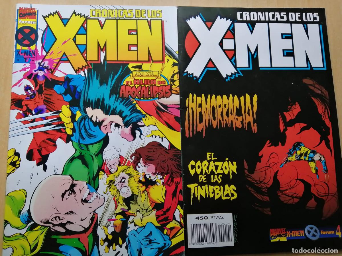 C&oacute;mics: CR&Oacute;NICAS DE LOS X-MEN 1 y 4, Marvel, Forum, 1995