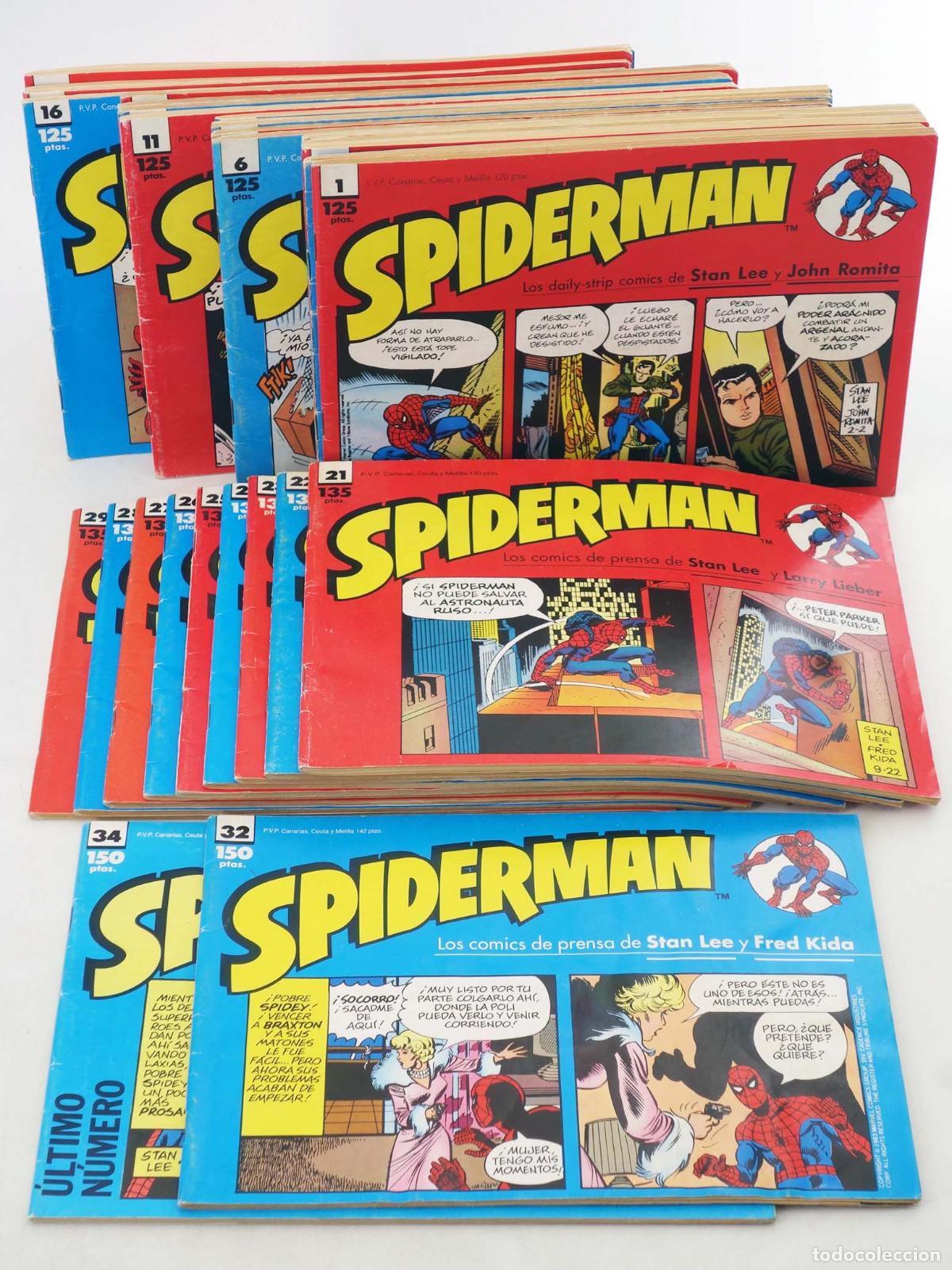 C&oacute;mics: SPIDERMAN LAS TIRAS DE PRENSA 1 A 29,32,34. faltan 30,31,33 para COMPLETA. Forum, 1989