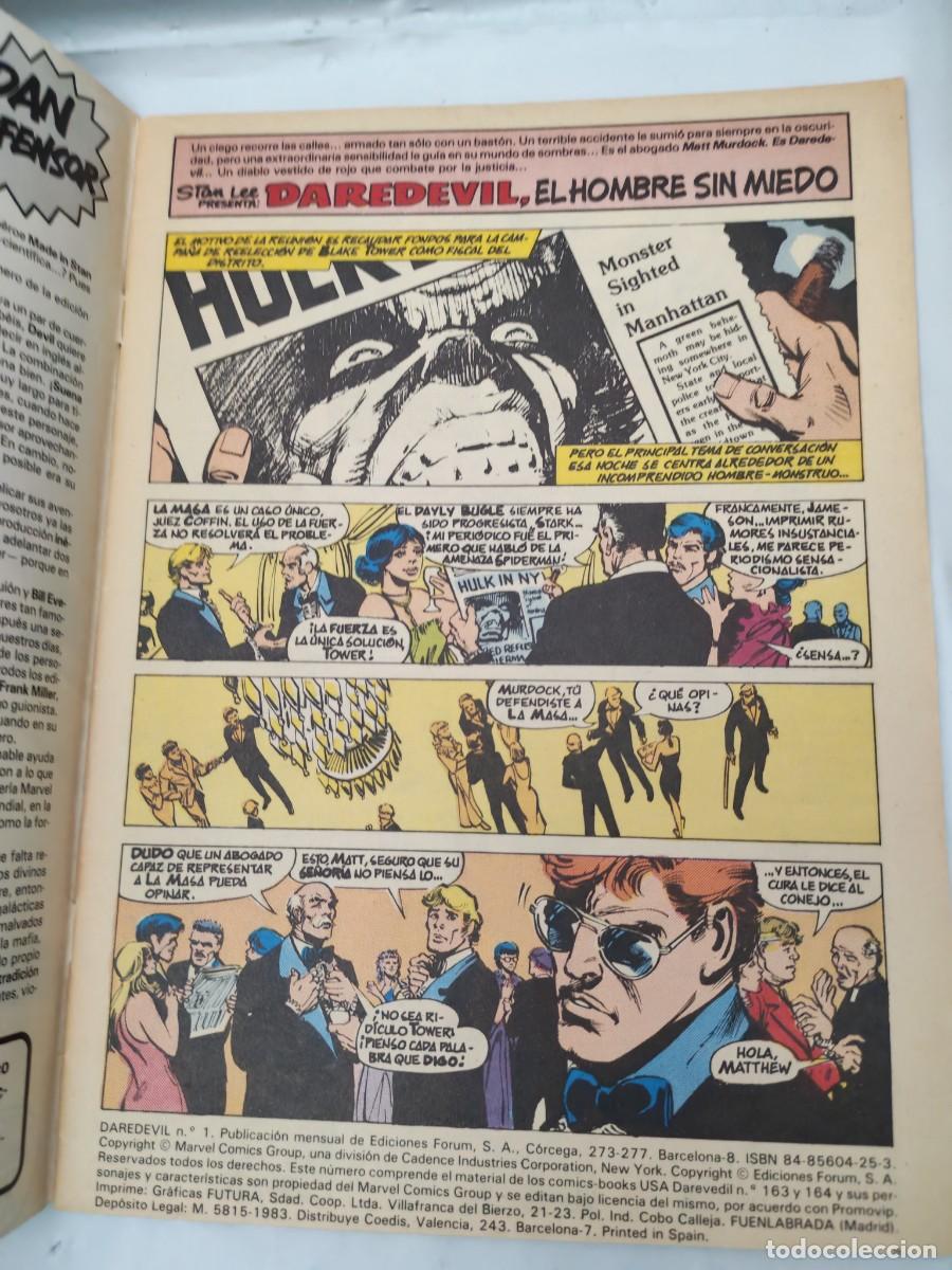 C&oacute;mics: DAREDEVIL (Dan Defensor), No. 1: y &eacute;l grit&oacute; PADRE (Primera edici&oacute;n, F&oacute;rum 1983) - Foto 3