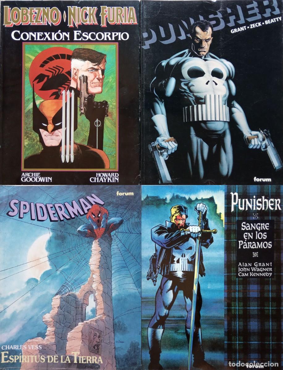 C&oacute;mics: 4 NOVELAS GR&Aacute;FICAS MARVEL vol.2 n&ordm; 1, n&ordm; 3, n&ordm; 11 y n&ordm; 18 - Lobezno - Punisher - Spiderman - FORUM