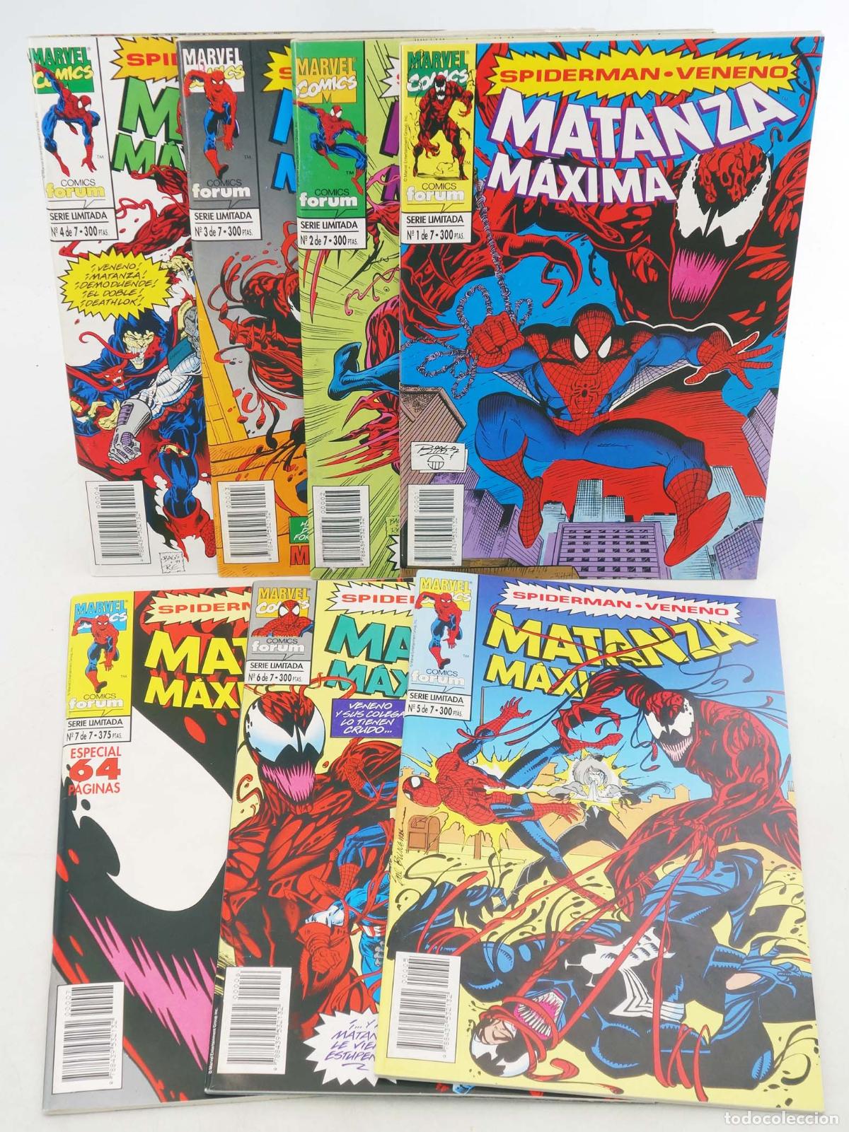 C&oacute;mics: SPIDERMAN VENENO: MATANZA M&Aacute;XIMA 1 A 7. COMPLETA. Forum, 1994